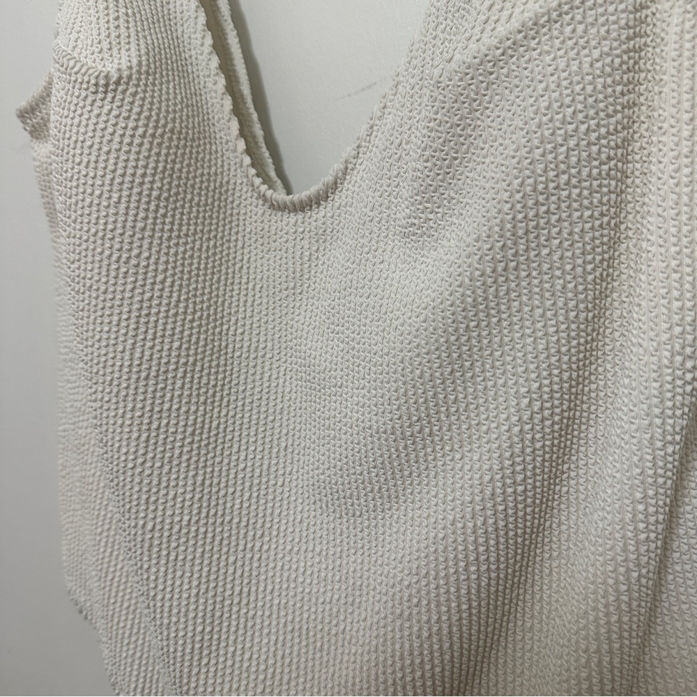 H&M White One Piece High Leg Swimsuit Bathing Suit Padded Cup Women Size XL Swim - Picture 5 of 7